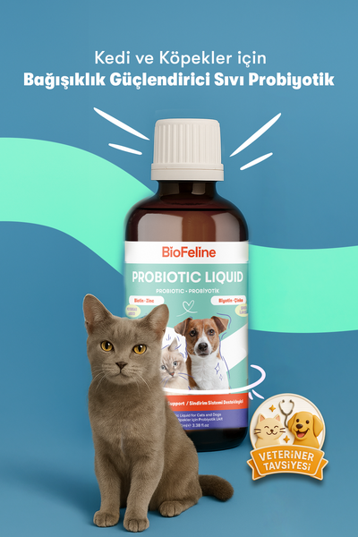Kedi & Köpekler İçin Sıvı Probiyotik | Bağışıklık ve Sindirim Takviyesi | 100ml