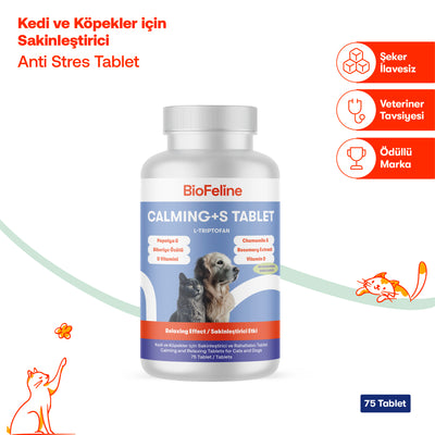Kedi & Köpekler İçin Bitkisel Sakinleştirici Tablet | Calm+ Anti-Stres Desteği | 75 Tablet