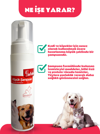 Köpük Kedi Köpek Şampuanı | Susuz Temizlik & Vitamin Destekli Bakım | 150ml
