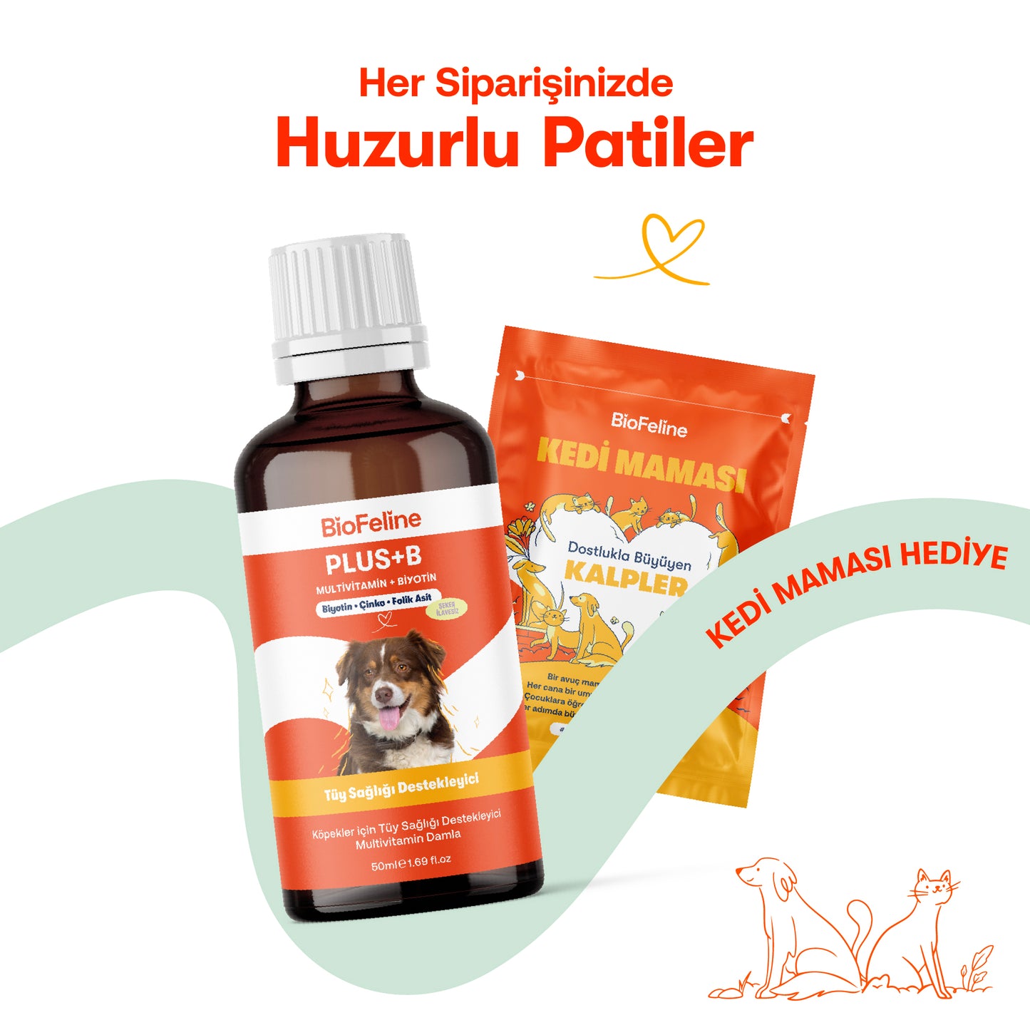 Köpekler İçin Tüy Dökülmesini Azaltan Vitamin Damla | Biotin + Çinko + B Vitaminli Takviye | 50ml