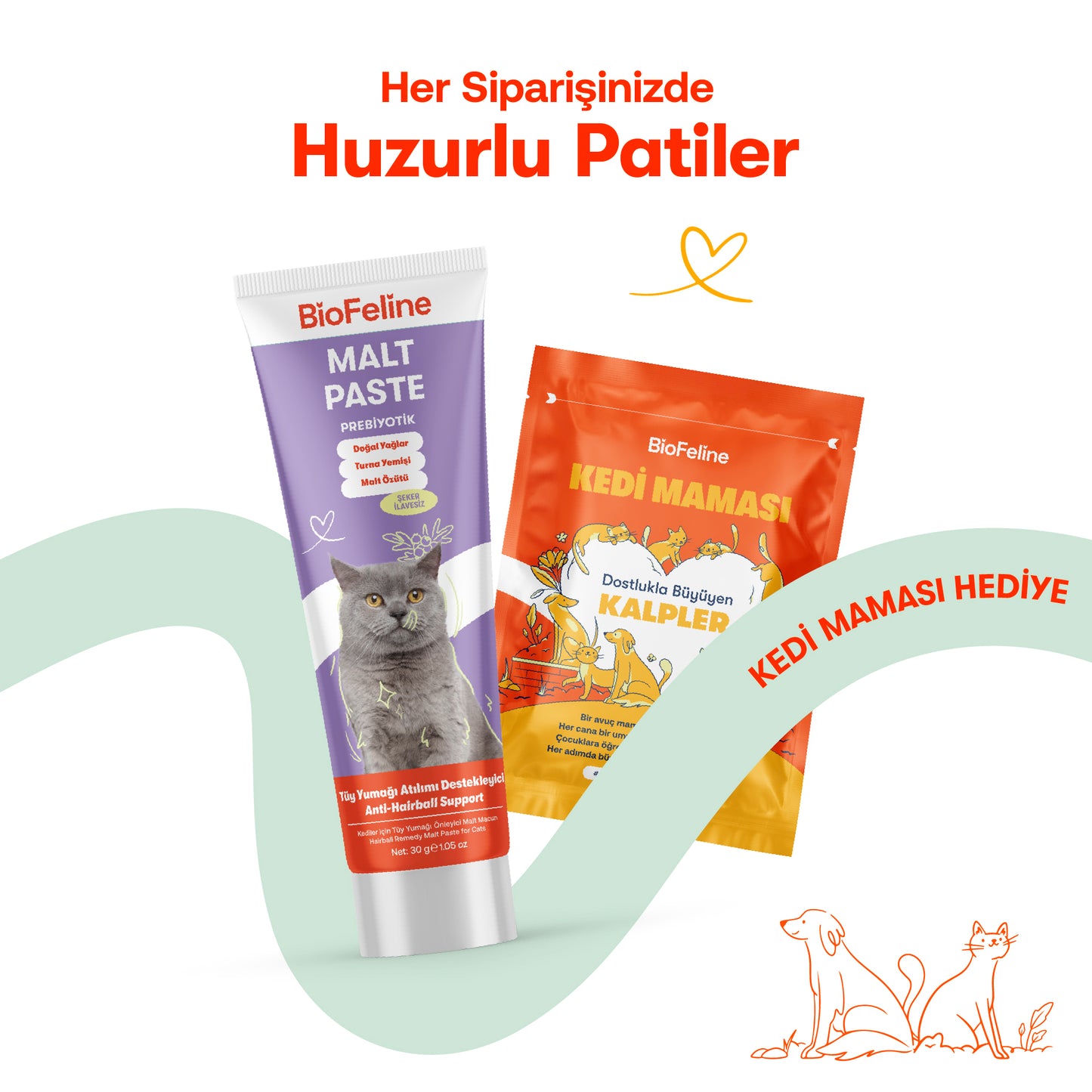 Tüy Yumağı Önleyici Kedi Maltı – Doğal Sindirim Destekli Macun (30g)