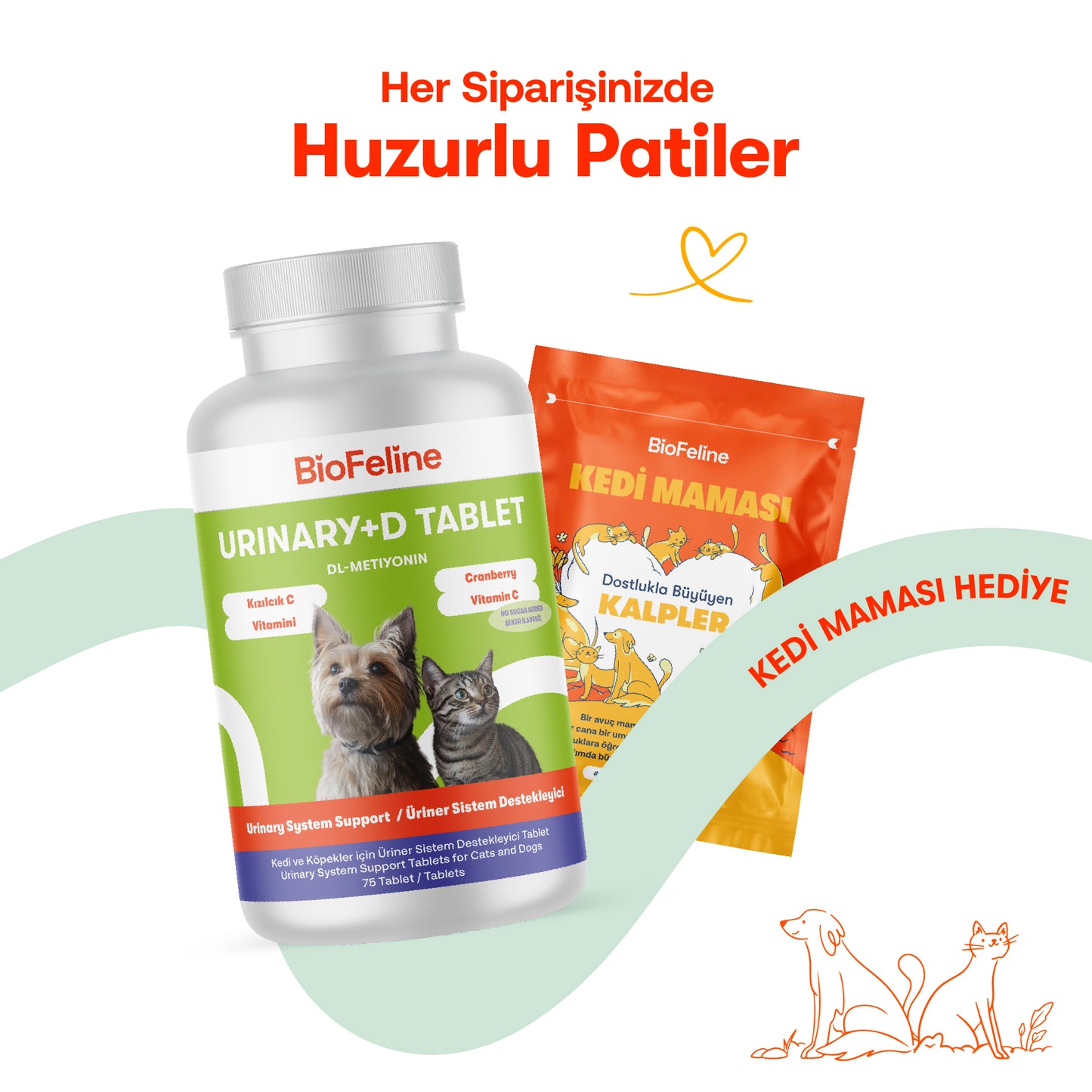 İdrar Yolu Sağlığı Tableti – Kedi ve Köpekler İçin Doğal Üriner Sistem Desteği (D Tablet)