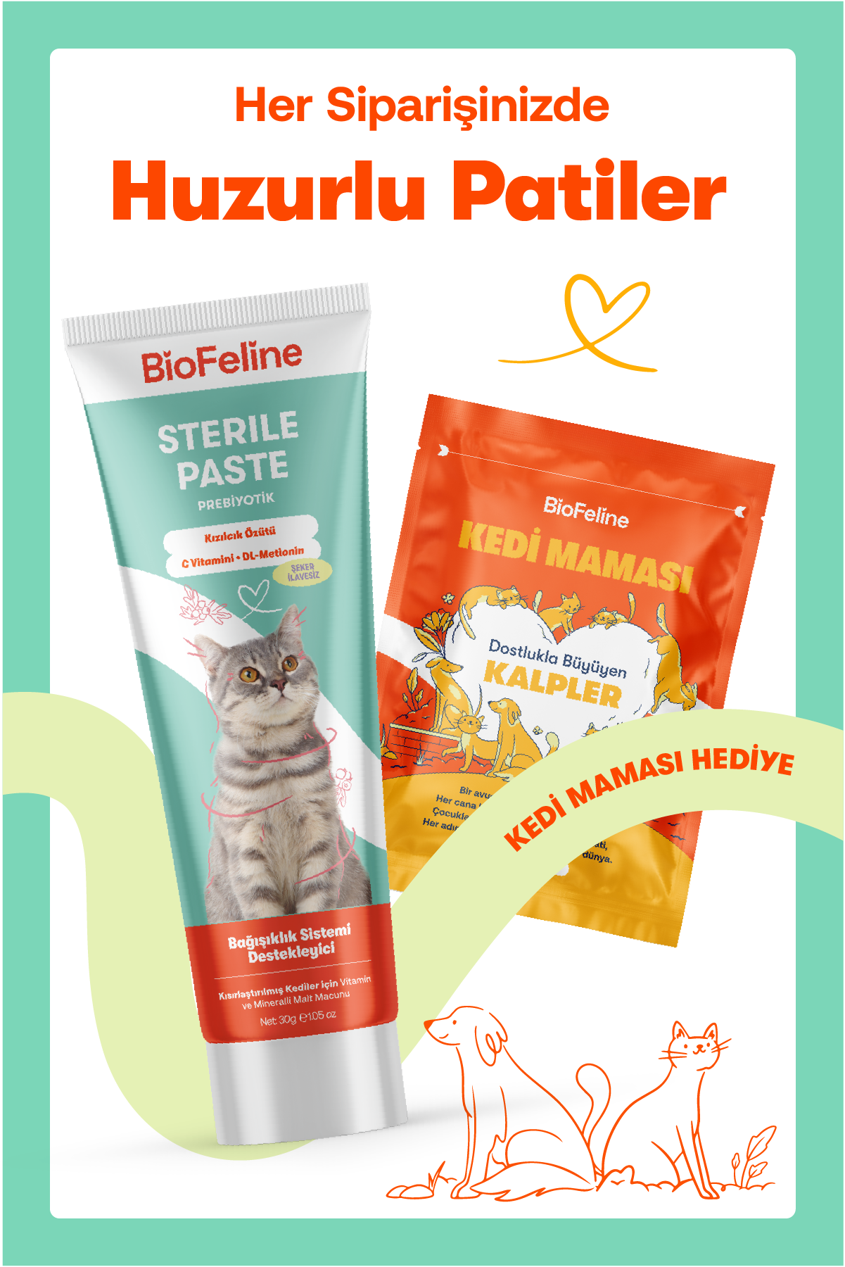 Kısır Kediler İçin Vitaminli Malt Macunu | Tüy Yumağı Önleyici & Üriner Destekli | 30g