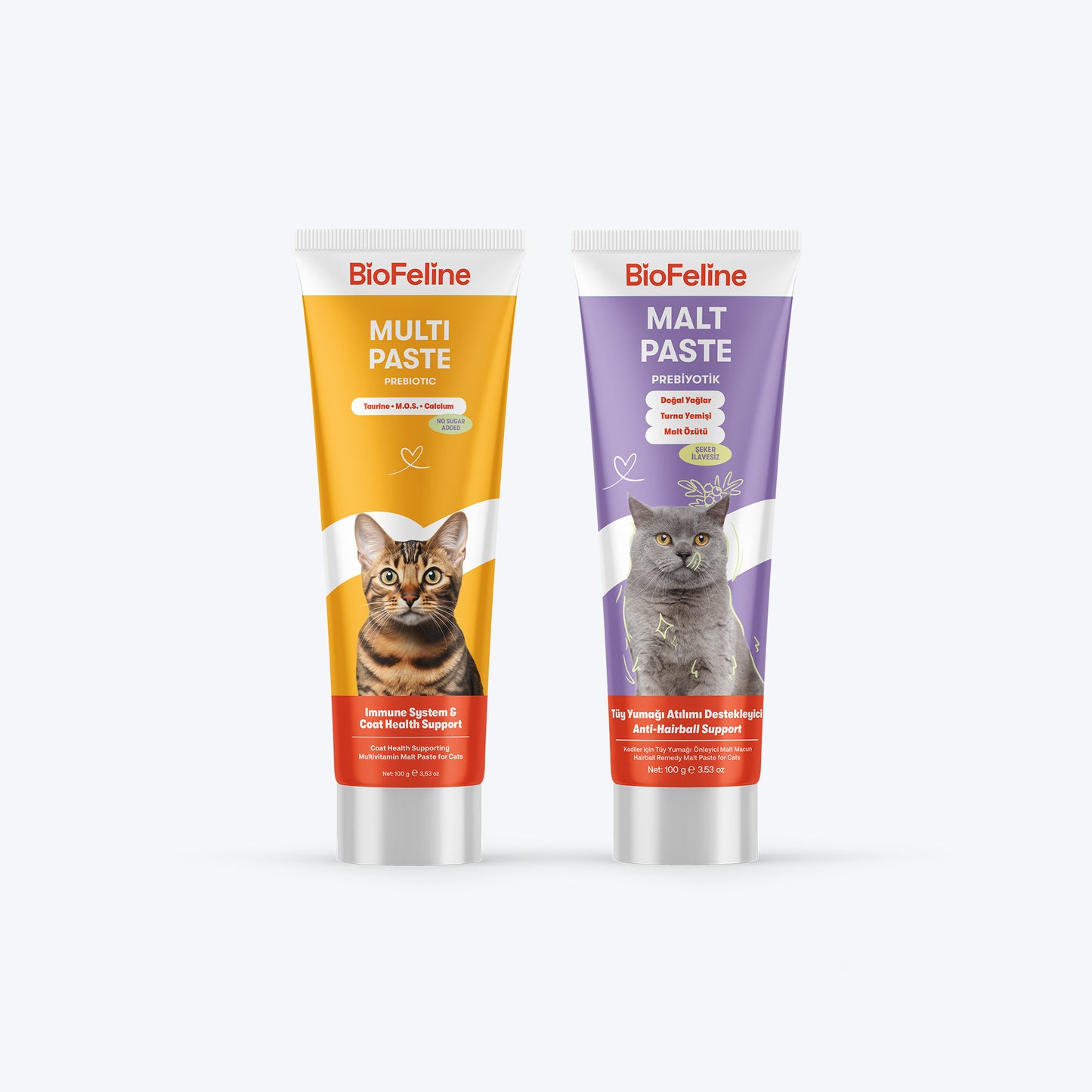 Kedi Macun Seti | Multivitamin + Tüy Yumağı Önleyici Malt Macunu | 2x100g