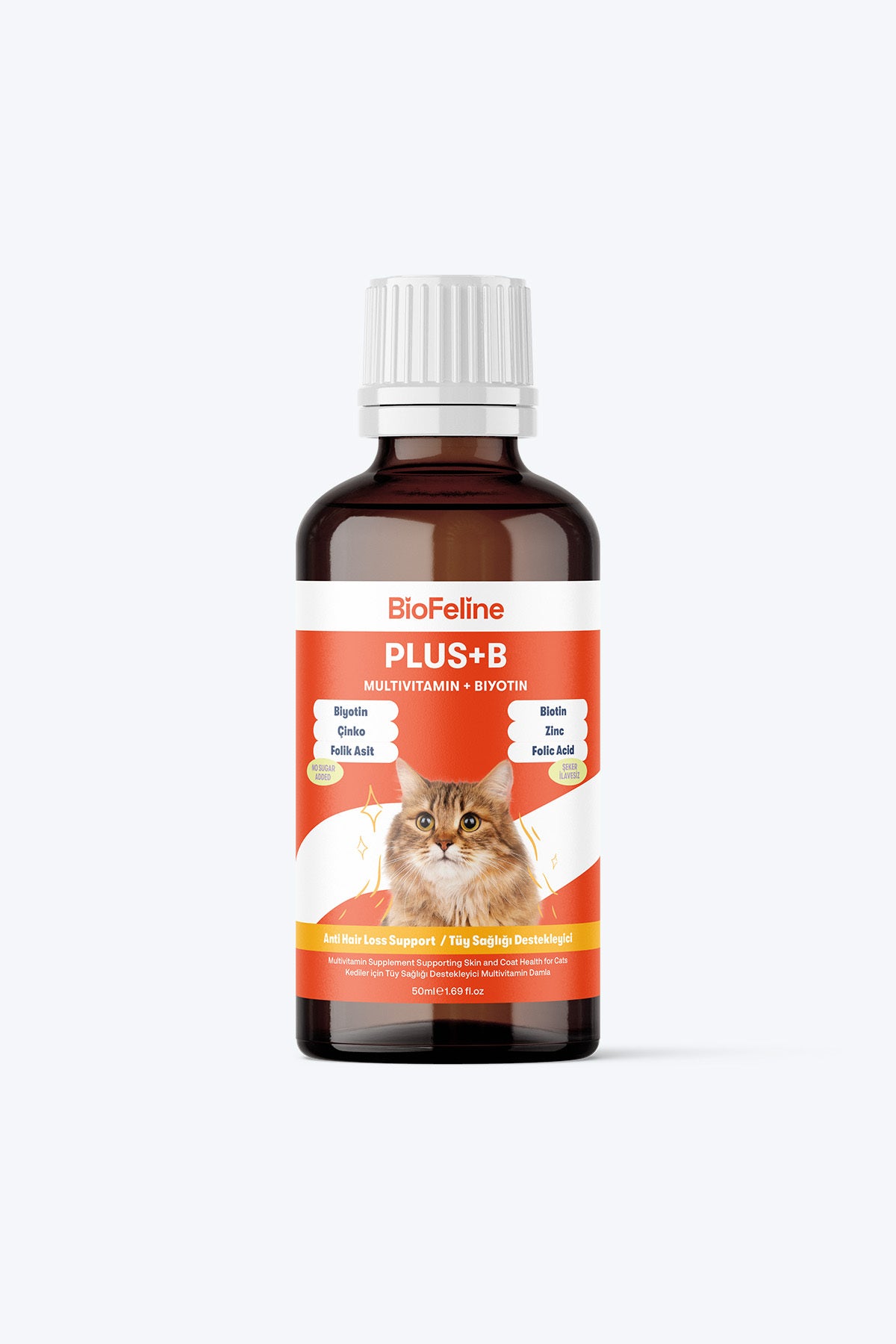 Kedi Tüy Dökülmesini Azaltan Biotinli B Vitamini Damlası – Biofeline Plus B 50ml