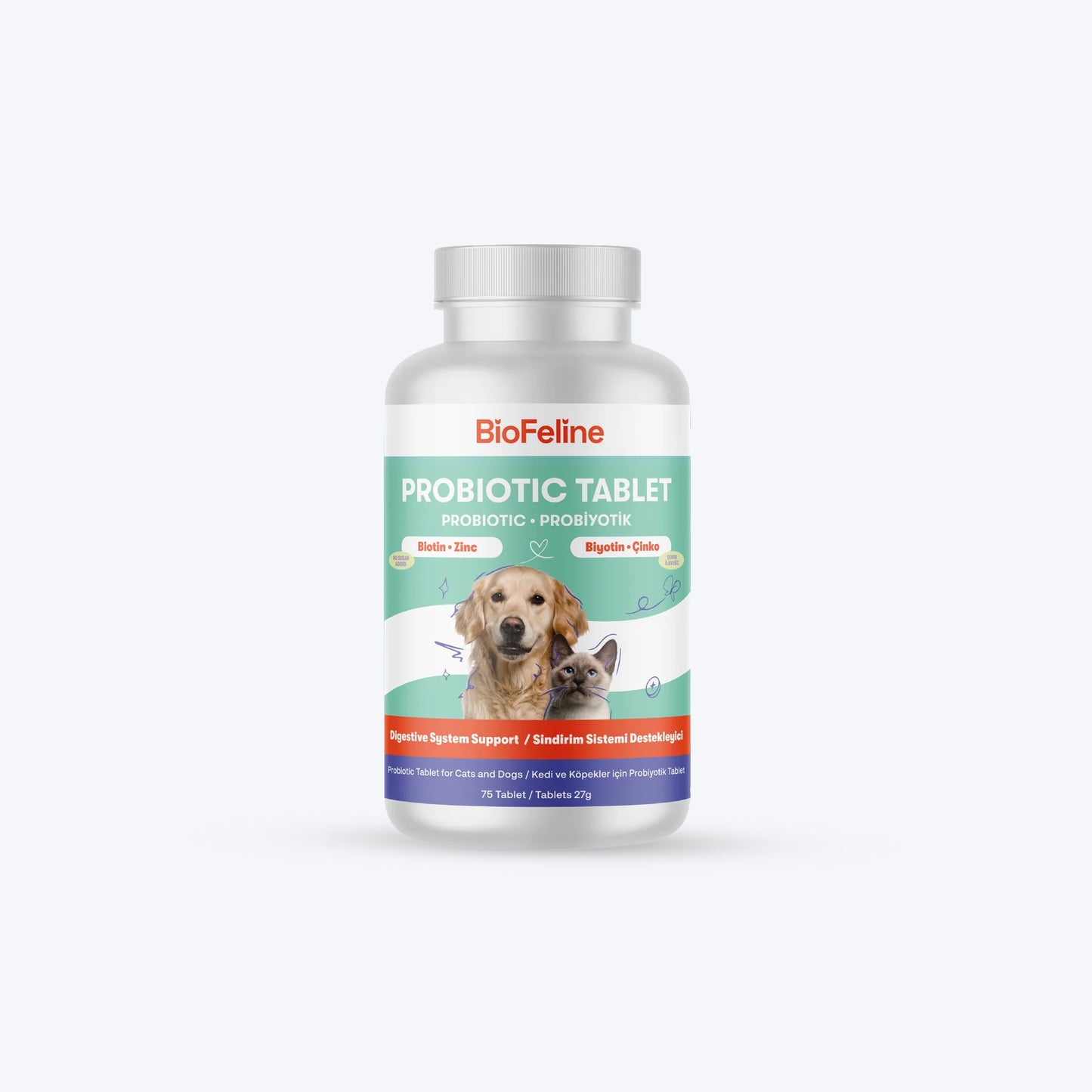 Kedi & Köpekler İçin Probiyotik Tablet | Bağışıklık ve Sindirim Takviyesi | 25 Tablet