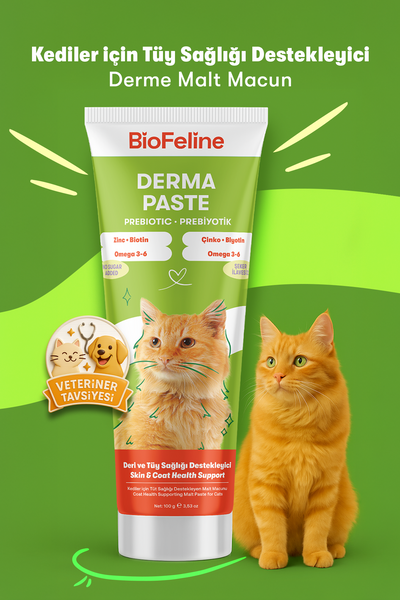 Kedi & Köpekler İçin Deri ve Tüy Sağlığı Macunu | Biotinli Omega 3-6 Destekli | 100g