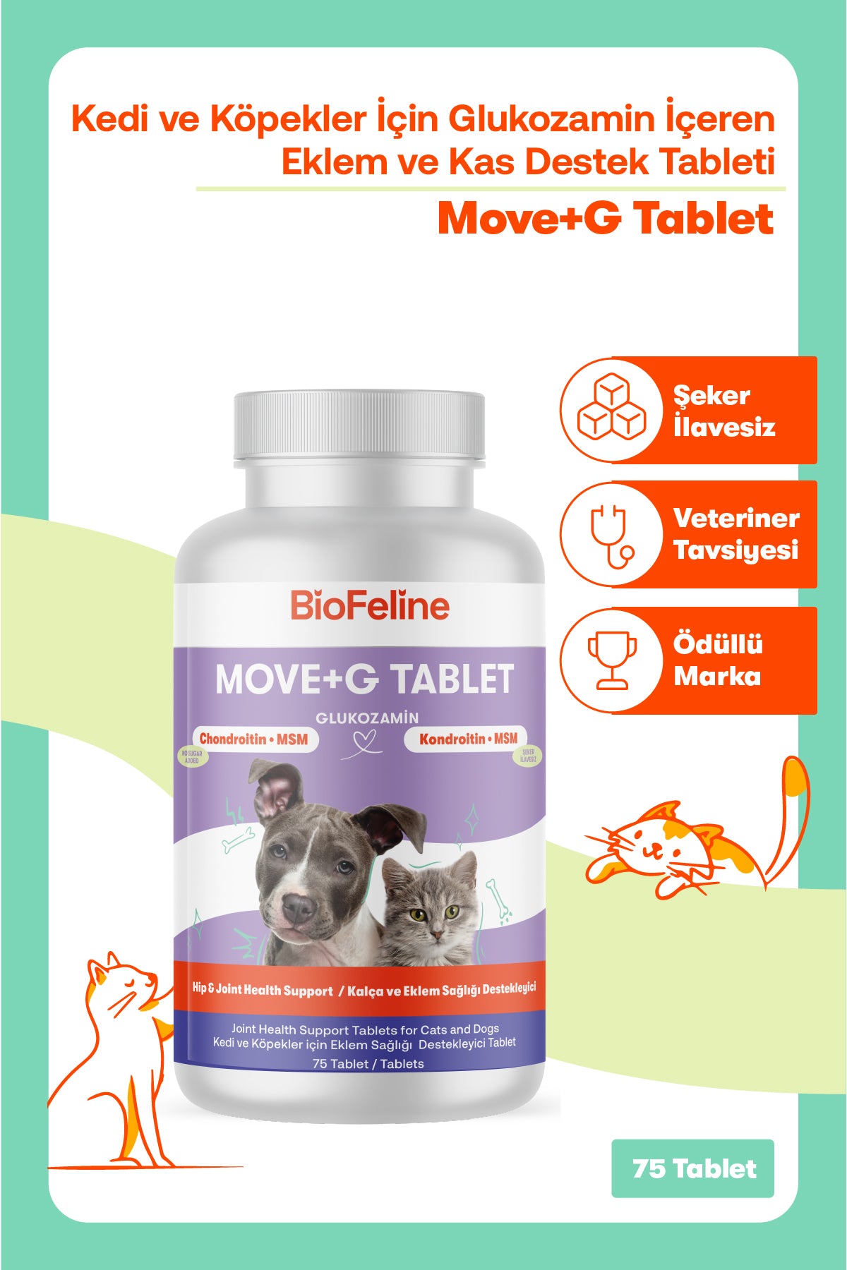 Kedi & Köpekler İçin Somon Yağı + Eklem Destek Tableti Seti | Omega 3-6 + Glukozamin | 200ml + 75 Tablet
