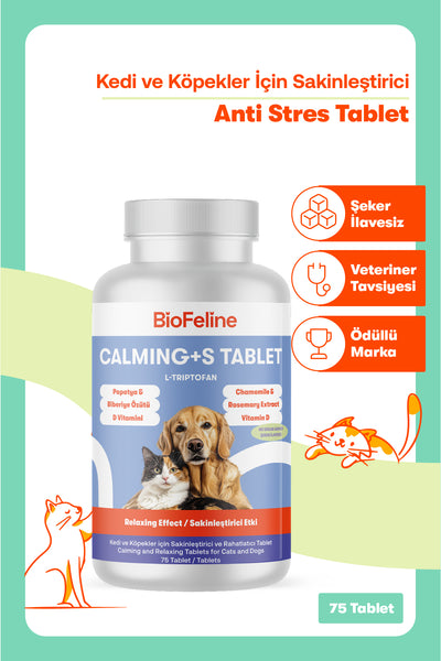Kedi & Köpekler İçin Bitkisel Sakinleştirici Tablet | Calm+ Anti-Stres Desteği | 75 Tablet