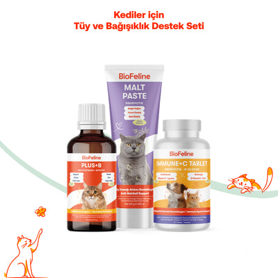 Tüy Dökülmesi ve Bağışıklık Zayıflığı Azaltıcı Kediler İçin Destek Seti