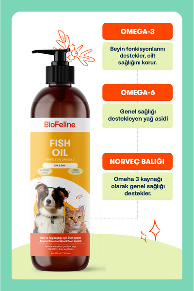 Kedi & Köpekler İçin Somon Yağı + Eklem Destek Tableti Seti | Omega 3-6 + Glukozamin | 200ml + 75 Tablet