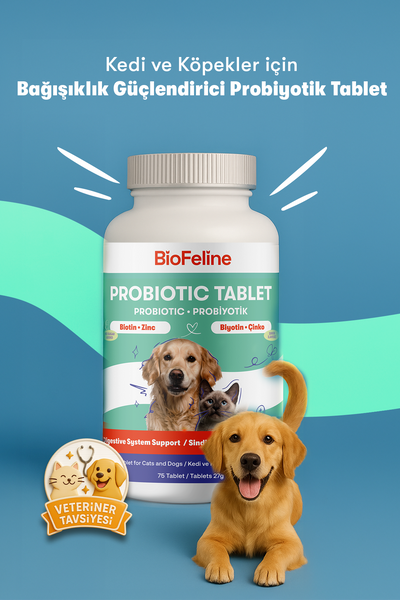 Kedi & Köpekler İçin Probiyotik Tablet | Bağışıklık ve Sindirim Takviyesi | 25 Tablet