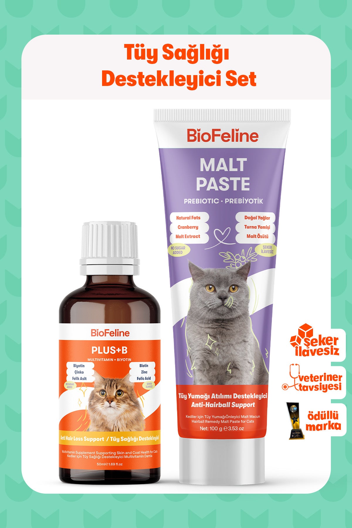 Malt Paste 100g & Plus+B For Cats 50ml