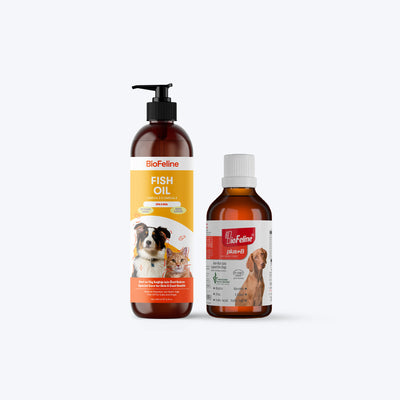 Köpekler İçin Balık Yağı + Plus B Vitamin Damla | Tüy Dökülmesi ve Deri Bakımı Seti | 200ml + 50ml