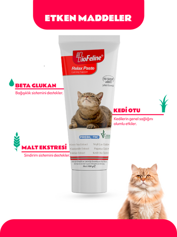 Relax Paste 100g (Kediler İçin Strese Karşı Günlük Rahatlık Sağlayan Sakinleştirici Macun)