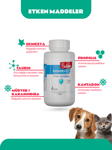 Immune+C Tablet (Kedi Ve Köpekler İçin Bağışıklık Sistemini Güçlendiren Bağışıklık Sistemi Destek Tableti)
