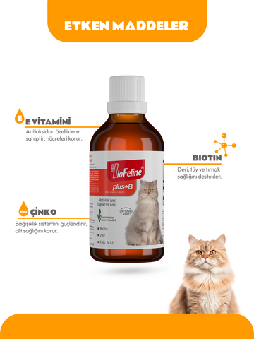 Plus+b for Cats 50ml (Kediler İçin Tüy Dökülmesi Engelleyici Biotin Tüy Sağlığı Damlası)