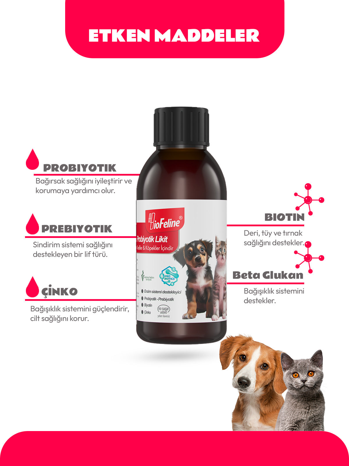 Sıvı Probiyotik Kedi ve Köpek Bağışıklı Güçlendirici 100 Ml