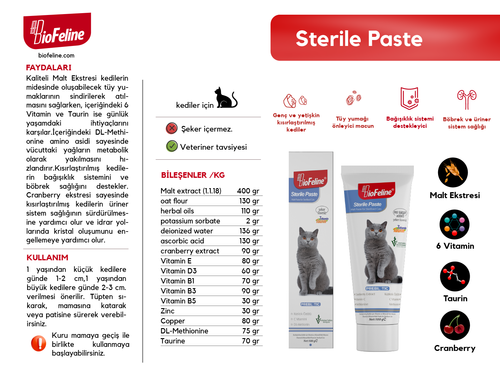 Sterile Paste 100g & Plus+B For Cats 50ml