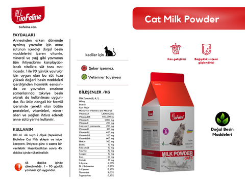 Cat Milk Powder 200g - Biberon Hediyeli (Yavru Ve Anne Kediler İçin Kas Ve Kemik Geliştirici Anne Sütü Destekli Süt Tozu)